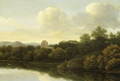 Boslandschap met rivier door Johan de Lagoor (attributed to)
