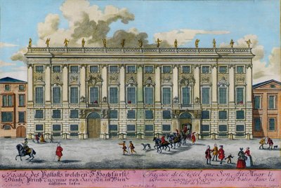 Het Winterpaleis van Prins Eugen van Savoye in de Himmelpfortgasse door Johann Adam Delsenbach