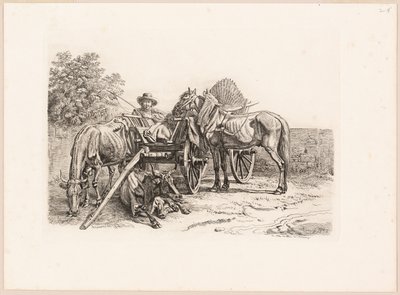 Boer en zijn kar door Johann Adam Klein