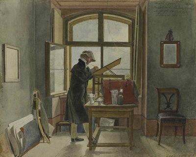 Johann Christoph Erhard in zijn studio, 1818 door Johann Adam Klein