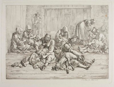 Schapen scheren door Johann Adam Klein