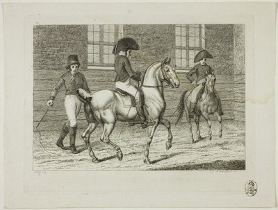 Manege en paarden door Johann Adolph Darnstedt