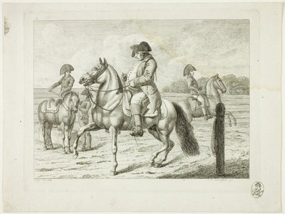 Manege en paarden door Johann Adolph Darnstedt