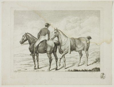 Manege en paarden door Johann Adolph Darnstedt