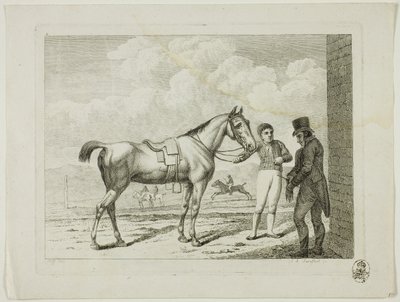 Manege en paarden door Johann Adolph Darnstedt