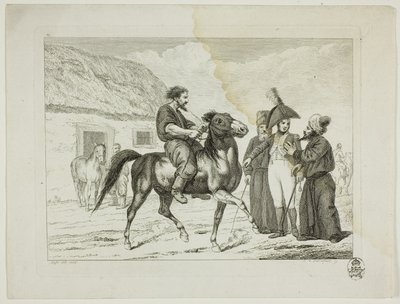 Manege en paarden door Johann Adolph Darnstedt
