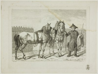Manege en paarden door Johann Adolph Darnstedt