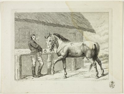 Manege en paarden door Johann Adolph Darnstedt
