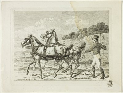 Manege en paarden door Johann Adolph Darnstedt