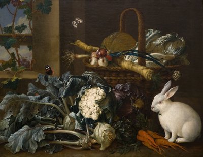 Stilleven met konijn door Johann Amandus Wink