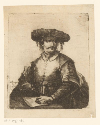 Portret van een onbekende kunstenaar door Johann Andreas Benjamin Nothnagel