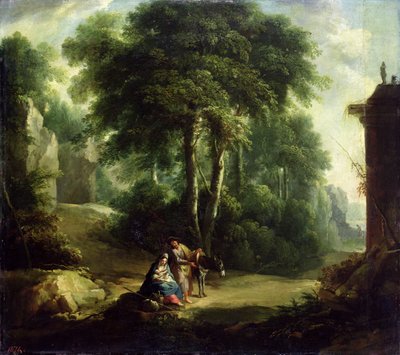 Rust tijdens de vlucht naar Egypte, 1874 door Johann Andreas Herrlein