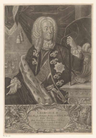 Portret van George II, koning van Groot-Brittannië door Johann Andreas Pfeffel (der Jüngere) (possibly)