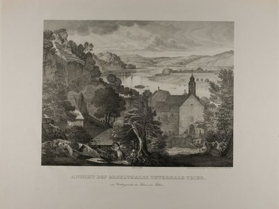 Moezeldal onder Trier met de rotsen van Pallien op de voorgrond door Johann Anton Alban Ramboux