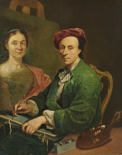 Zelfportret aan de ezel door Johann Anton Tischbein