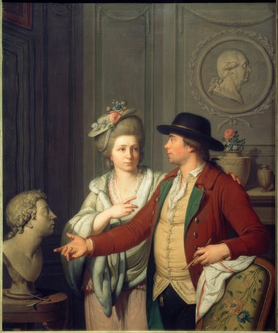 Samuel Nahl toont zijn bruid de buste van zijn broer door Johann August Nahl der Jüngere
