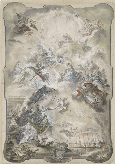 De Maagd en Heiligen die Voor Christus Bemiddelen voor de Zielen van de Verlorenen, 1771 of eerder door Johann Baptist Enderle