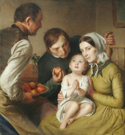 Het leren bidden (Familie Reiter) door Johann Baptist Reiter