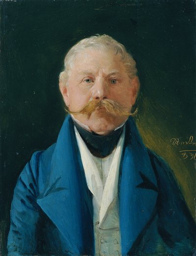 Heer in Blauwe Jas en Witte Vest door Johann Baptist Reiter