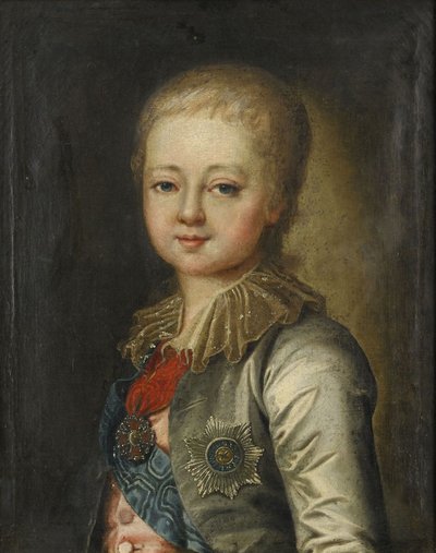 Portret van Grootvorst Alexander Pavlovitsj Alexander I als kind door Johann Baptist von Lampi the Elder