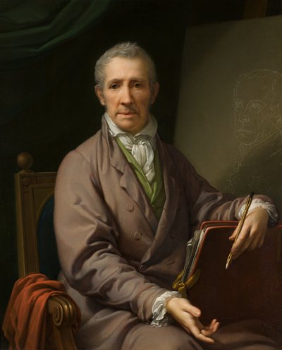 Zelfportret aan de ezel, 1828 door Johann Baptist von Lampi the Elder