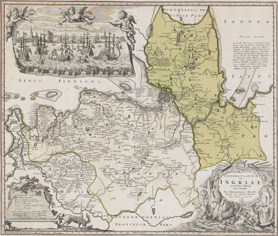 Kaart van Ingria met uitzicht op Sint-Petersburg door Johann Baptista Homann