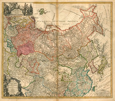 Kaart van Rusland Uit: Imperii Russici et Tartariae universae tam majoris et Asiaticae quam minoris et door Johann Baptista Homann