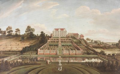 Nederlands herenhuis met tuin, 1730 door Johann Baptiste Bouttats