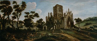 Zuidelijk uitzicht op Kirkstall Abbey, c.1738 door Johann Baptiste Bouttats