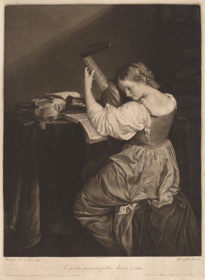 De Luitspeler door Johann Bernard after Orazio Gentileschi