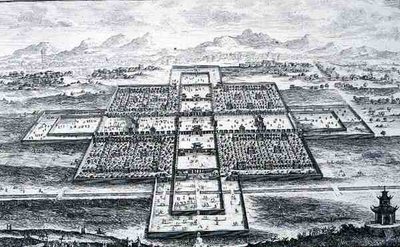 Perspectief Weergave van het Keizerlijk Paleis, Peking, China, uit 