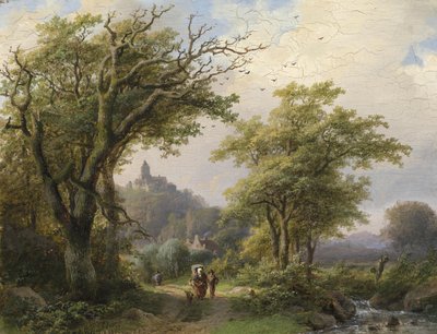 Wandelaar bij de beek door Johann Bernhard Klombeck