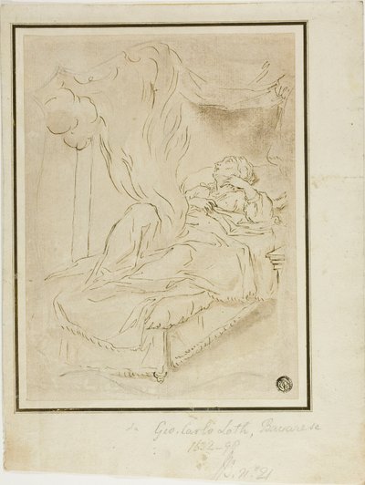Danae en de gouden douche door Johann Carl Loth