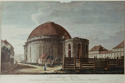 St. Hedwig, Kathedraal, Berlijn (handgekleurde gravure) door Johann Carl Wilhelm Rosenberg