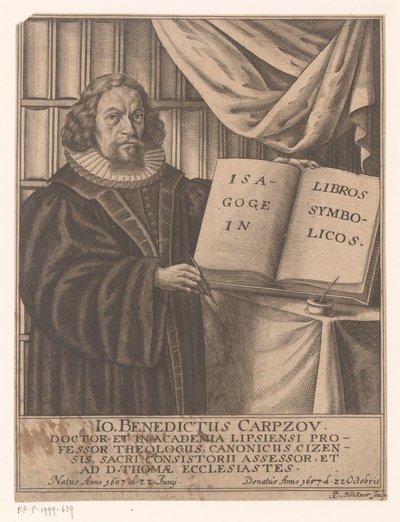 Portret van Johann Benedict Carpzov door Johann Caspar Hoeckner