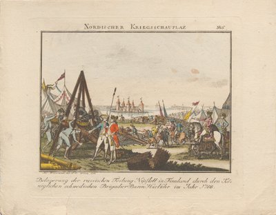 Belegering van het Russische fort Nyslott in Finland, 1788 door Johann Caspar Weinrauch