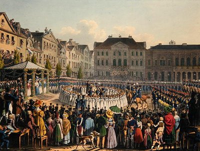 Vlagwijdingsceremonie van de Kasselse burgerwacht in 1831 door Johann Christian Arnold