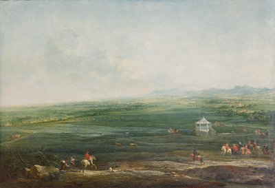 Laxenburg vanaf het Münkendorfer Lusthaus richting zuidwest door Johann Christian Brand