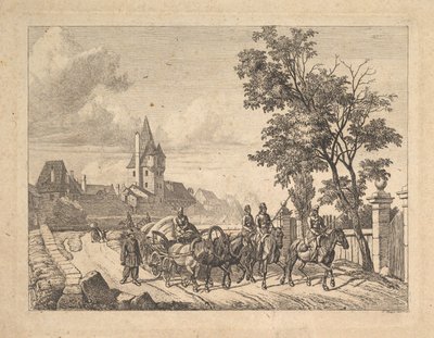 De Kozakken begeleiden de bagagewagen, 1816 door Johann Christian Erhard