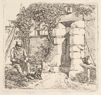 De oude man en zijn Pomeranian hond, 1817 door Johann Christian Erhard