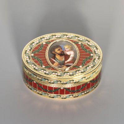Snuifdoos, Dresden, ca. 1775-80, de miniatuur Genève, ca. 1800 door Johann Christian Neuber