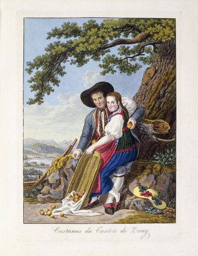 Kostuums uit het kanton Zug, 1819 door Johann Christian Reinhardt