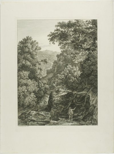 Een Subiaco, uit pittoreske geëtste brochures uit Italië door Johann Christian Reinhart