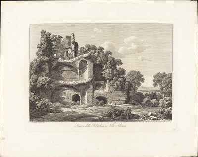 Restanten van de bibliotheek in Villa Adriana door Johann Christian Reinhart