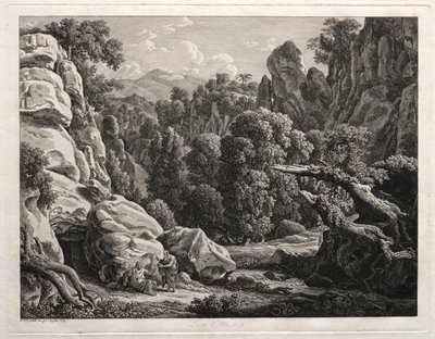 Heroïsch Landschap: Landschap met de Verzoeking van Christus, 1799 door Johann Christian Reinhart
