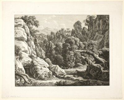 Landschap met de Verzoeking van Christus door Johann Christian Reinhart