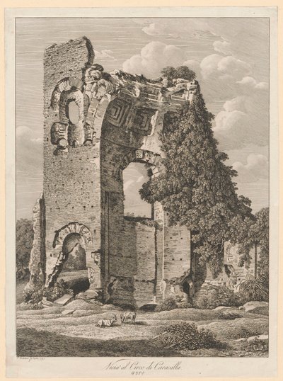 Landschap - Nabij het circus van Caracalla door Johann Christian Reinhart