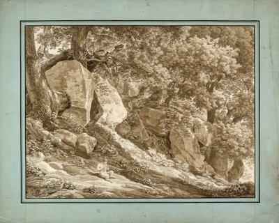 Rotsachtig Landschap met Pan die zijn Fluit speelt door Johann Christian Reinhart