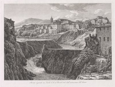 Tivoli Beschadigd door de Overstroming van de Rivier Aniene door Johann Christian Reinhart