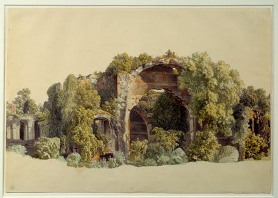 Ruïnes van Villa Anchiana in Tivoli. Tekening door Johann Christian Reinhart (1761-1847) door Johann Christian Reinhart